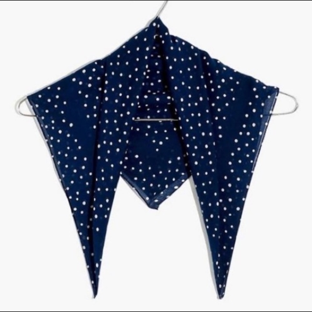 Madewell Bandana Scarf in Navy Polka Dots
